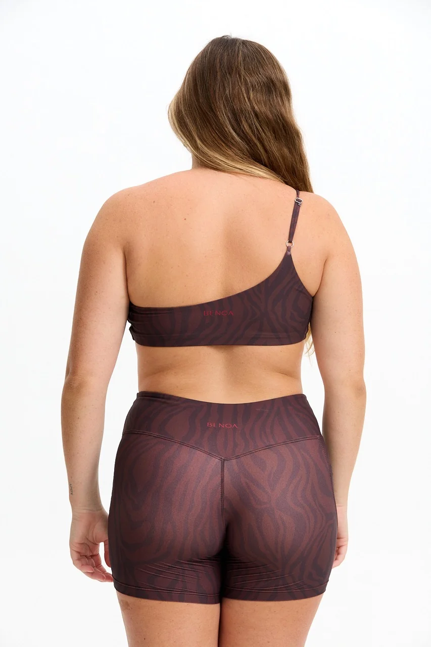 One Shoulder Sports Bra - Chocolate Zebra - Image 7