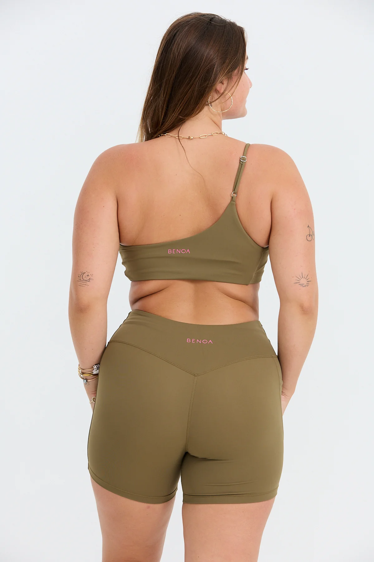 One Shoulder Sports Bra - Khaki - Image 8